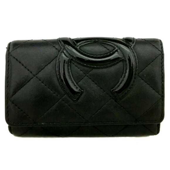 AUTH CHANEL COMBON LINE LAMBSKIN 6 KEY CASE/B1702 - Picture 1 of 8